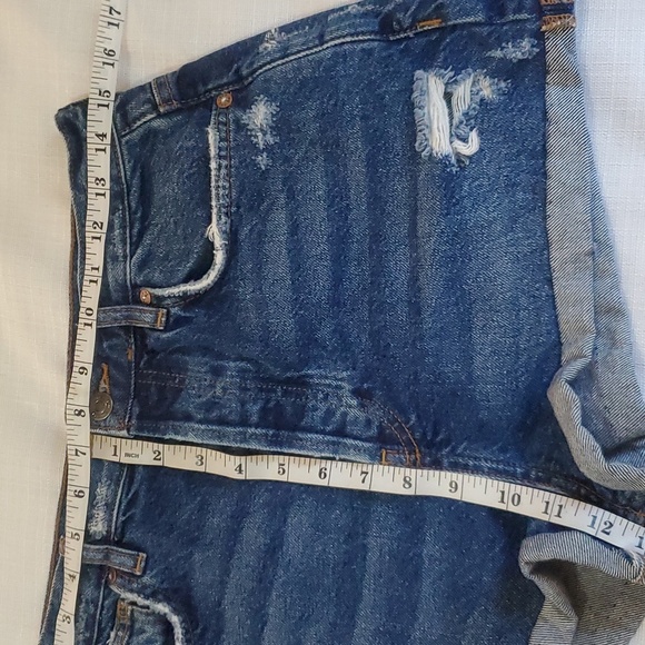 We The Free Button Distressed Denim Blue Jean Shorts Size 28 - Picture 9 of 9